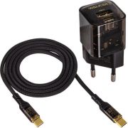 Зарядное устройство WALKER WH-61 GaN, 3А, 30Вт, USBx1/Type-Cx1, быстрая зарядка QC 3.0+PD + кабель Type-C