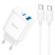 Зарядное устройство HOCO C105A 3.0A 20W с двумя выходами (USB-C/USB-A) и кабелем USB-C в комплекте