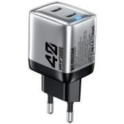 Зарядное устройство сетевое WEKOME WP-U02 GaN 40W (USB-C/USB-C)