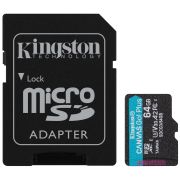 Карта памяти MicroSD 128Gb Kingston Class 10 Canvas Go! Plus (170Mb/s) + SD адаптер